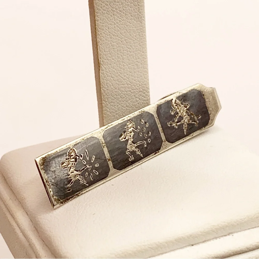 Vintage Siam Sterling silver Asian Niello enamel men’s tie clip
